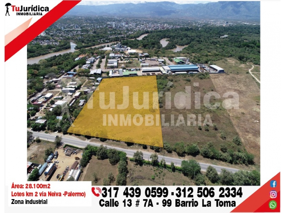 SE VENDE LOTE INDUSTRIAL EN PALERMO HUILA   COLOMBIA